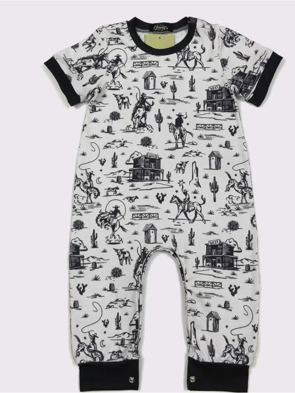 Love Black & White Western Print One-Piece Footie
